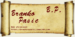 Branko Pašić vizit kartica